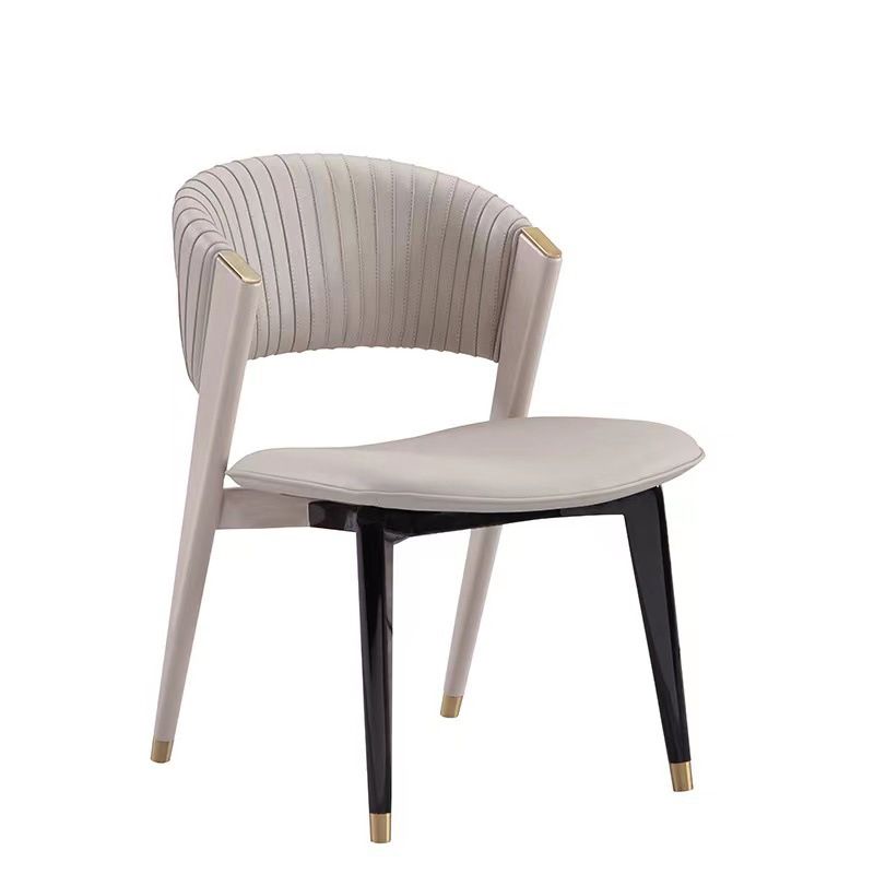 Home Upholstered Armless Dining Chair Faux Leather Open Back Chair