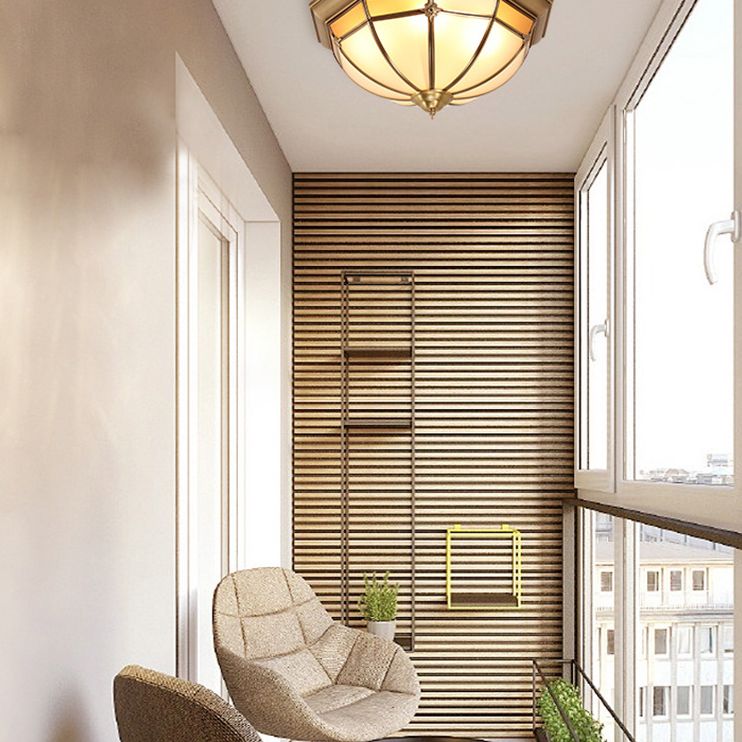 Glass Brass Ceiling Mount Light Fixture Bowl Classic Flush Mount Ceiling Lighting Fixture