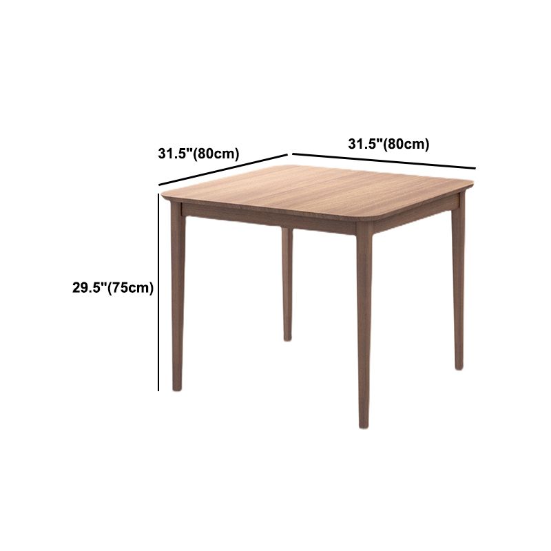 Solid Wood Dining Table Brown Square Dining Table with 4 Legs