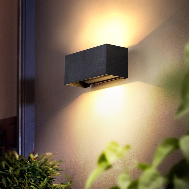 Rechthoek LED LED WANDRAAG SCONCE Minimalistisch metalen Mat Black Wall Light armatuur voor de tuin