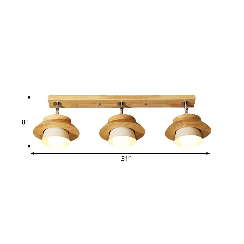 Dual Cap Shade Swivelable Flush Mount Nordic Wooden 3 - Light White Semimassimale Lampada per Sailing Room