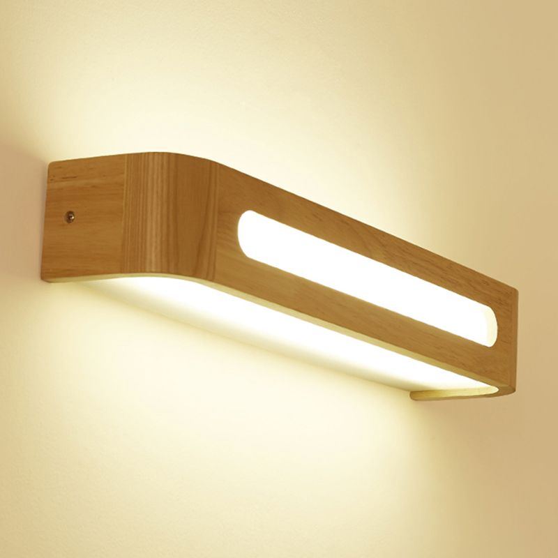 Square Shape Wood Wall Light Modern Style 1 Light Wall Mount Light in Brown