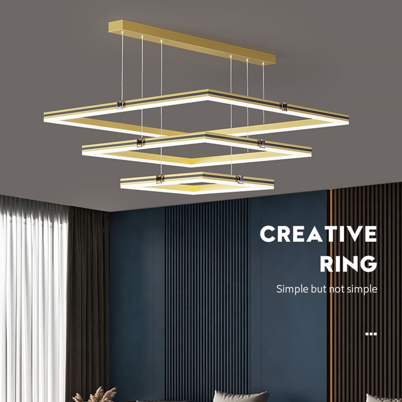 Modern 3-Tiered Chandelier Light Fixtures Metal LED Hanging Lamp for Living Room