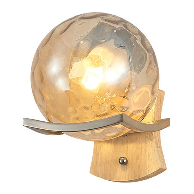 Modern Style Spherical Shape Wall Sconce Glass 1 Light Sconces for Bedroom