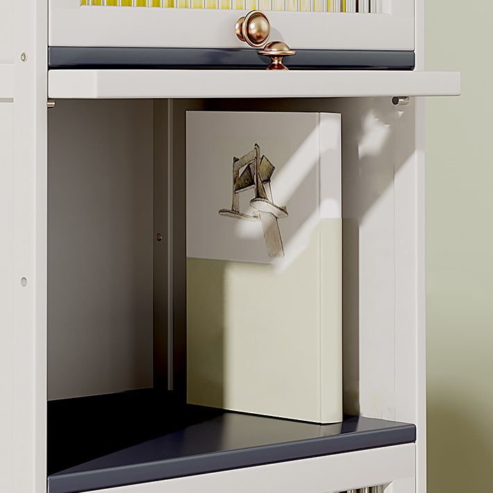 Mid-Century Modern Accent Cabinet Rectangle Storage Cabinet with Doors, White