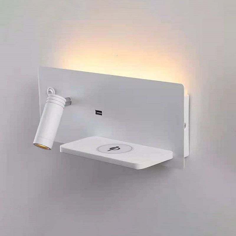 Lámparas de pared rectangulares de estilo contemporáneo metal 2 luces lectura de luz de pared