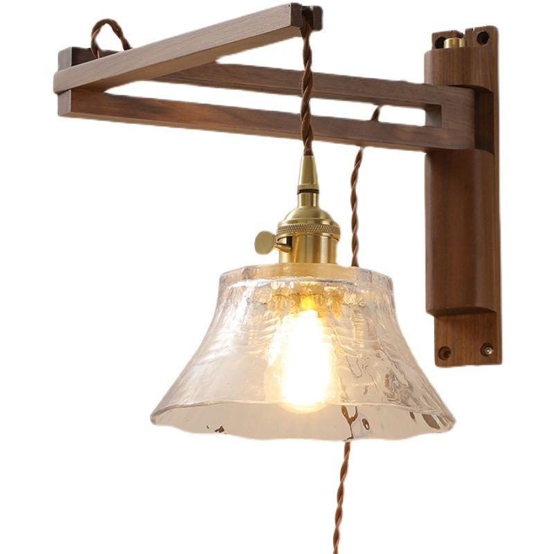 Moderner Stil ausgestatteter Wandmontaglampe Holz 1 Leichte Wandbeleuchtung für Schlafzimmer Wohnzimmer