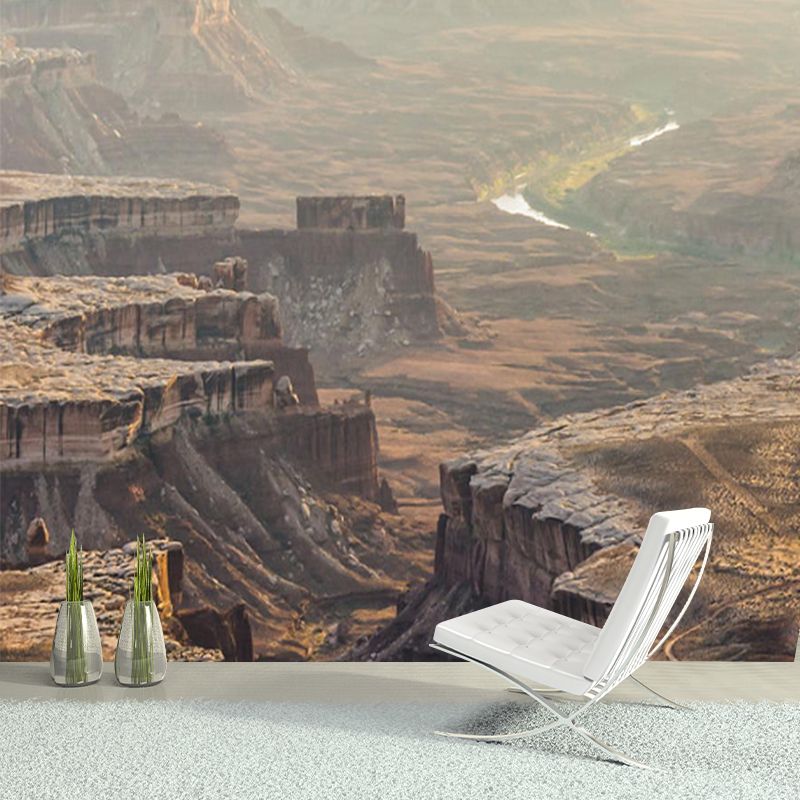 Brown Rift Valley Wallpaper Mural Stain Resistant Modern Living Room Wall Decoration