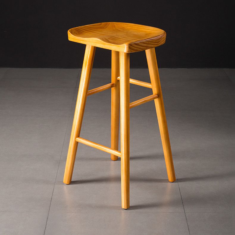 Contemporary Pine Solid Wood Bar Stool Footrest Bristol Stool