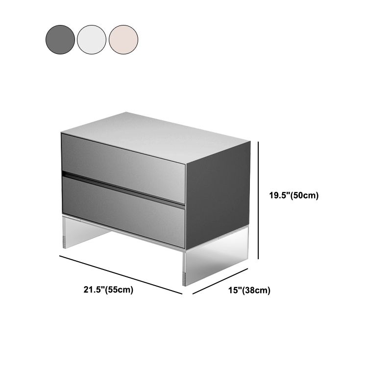 Contemporary Wood Nightstand 20-inch Tall 2-Drawer Night Table with Acrylic Base
