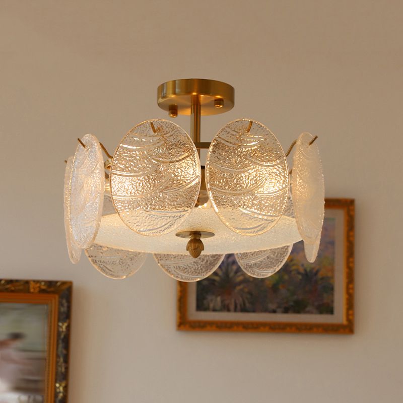 Contemporary Ceiling Lamp Round-shaped Glass Flush Mount Light Fixture