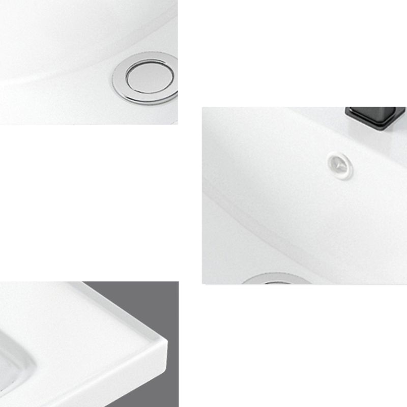 Basic Bathroom Sink Overflow Hole White Vessel Lavatory Sink (Not Included Faucet)