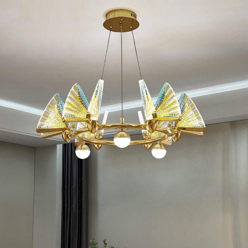 Modern Butterfly Shape Chandelier Multi Light LED Hanging Light for Bedroom