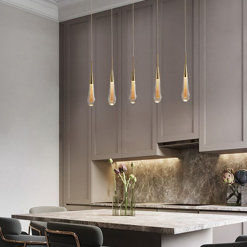 Modern Luxury LED LED Light Light Electroplate Alluminio Teacropplesso con l'ombra di cristallo