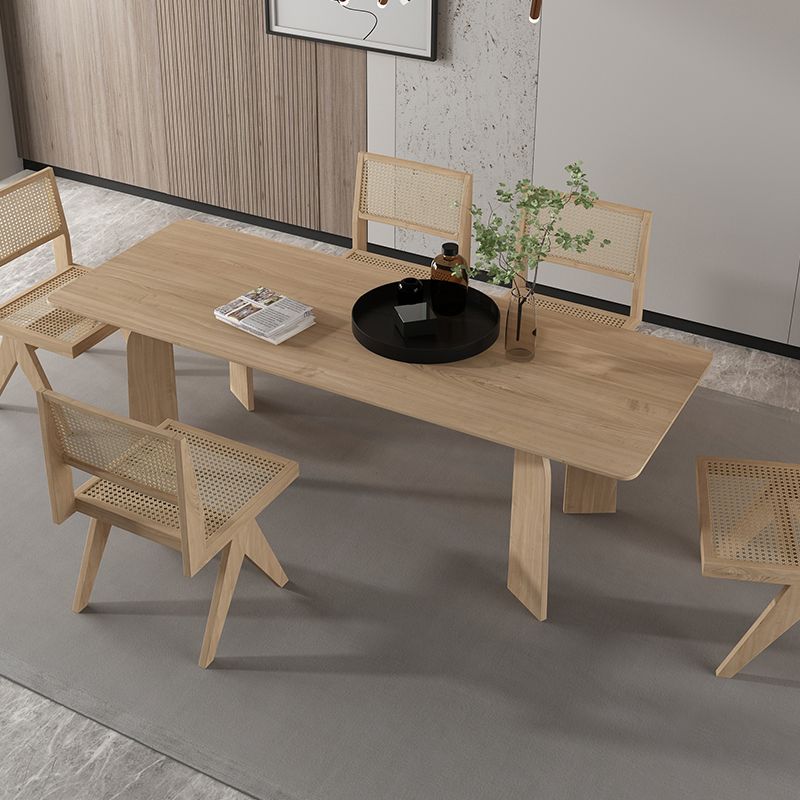 Solid Wood Contemporary Dining Table Rectangular Dining Table with 4 Legs