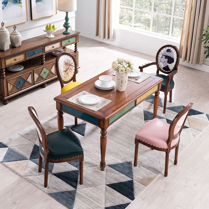 Rubberwood massief hout 4-voet eettafel Midcentury stijl eettafel, 55 "x 31,5" x 30 "