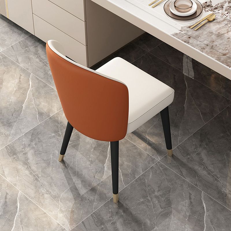 Industrial Style Armless Chair Faux Leather Parsons Chairs for Bedroom