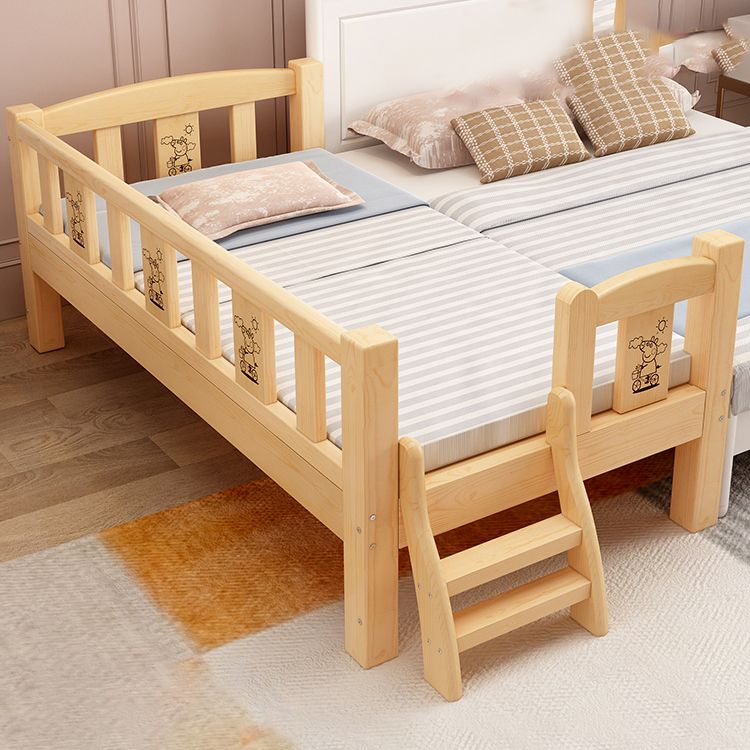 Traditional Style Solid Wood Nursery Bed with Mattress and Guardrail