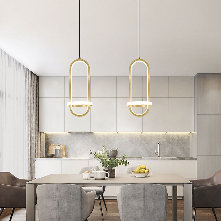 Metal Geometric Ceiling Suspension Lamp Simplicity Style LED Hanging Pendant Light