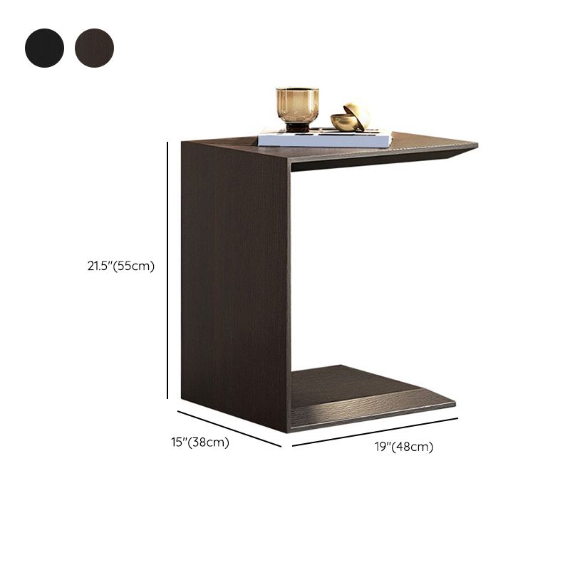 Contemporary Wood End Table Rectangular C-shape Sofa Side Accent Table