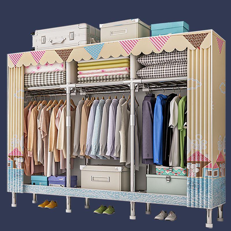 Stainless steel Frame Wardrobe Armoire Modern Home Wardrobe Cabinet