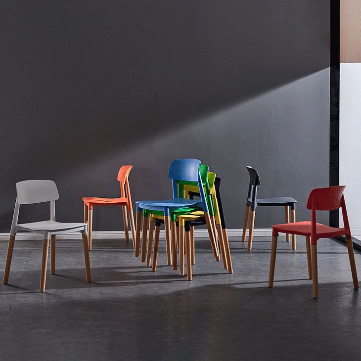 Modern Square Open Back Dining Chair Plastic Stackable Side Dining Chairs for Kitchen