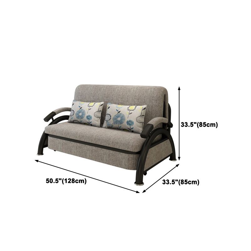 Contemporary Round Arm Cotton Blend Slipcovered Sofa with Bed