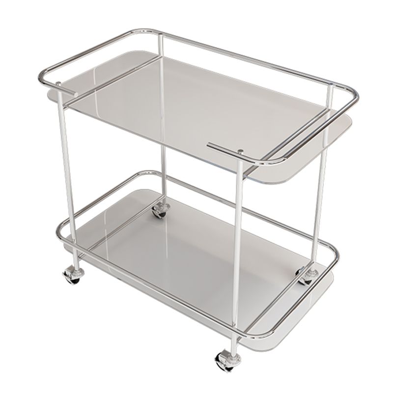 Contemporary Glass End Table with Casters Shelf Included 25.6"w Side Table