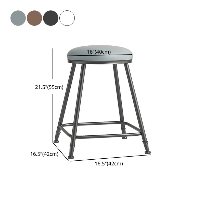 Scandinavian Backless Footrest Barstool Matte Finish Upholstered Home Stool