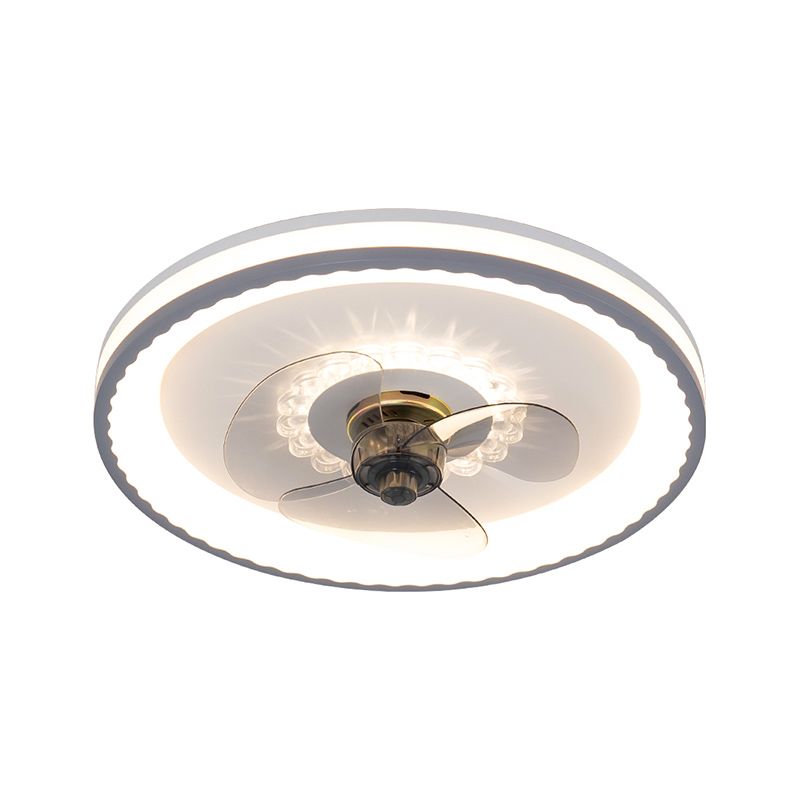 Modern LED Ceiling Fan Light Round Ceiling Mount Lamp with Acrylic Shade for Bedroom