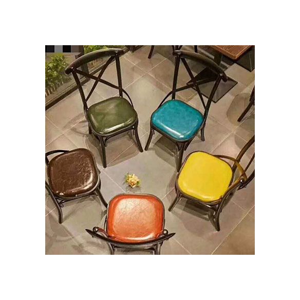 Industrial Style Metal Chairs Dining Room Kitchen Cross Back Side Chair