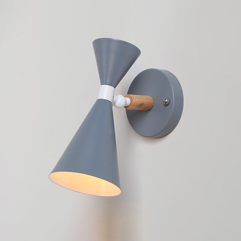 Luces de pared modernas Dobres apliques de pared en forma de cono de metal 1 Luz Diconce de luz Luz