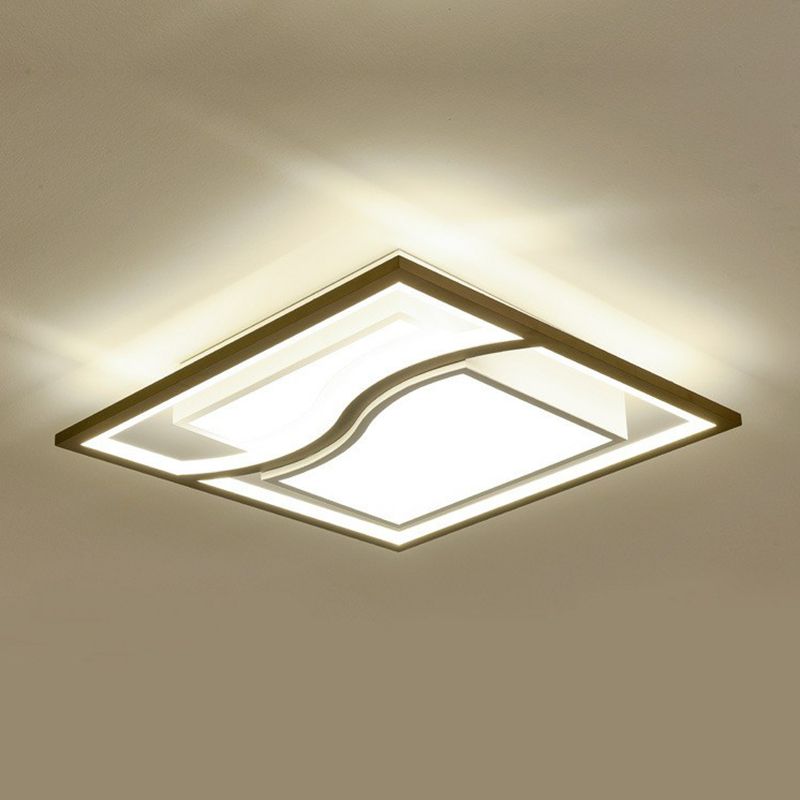 Geometric Living Room LED Flush Mount Acrylic Modern Flushmount Ceiling Light in Coffee