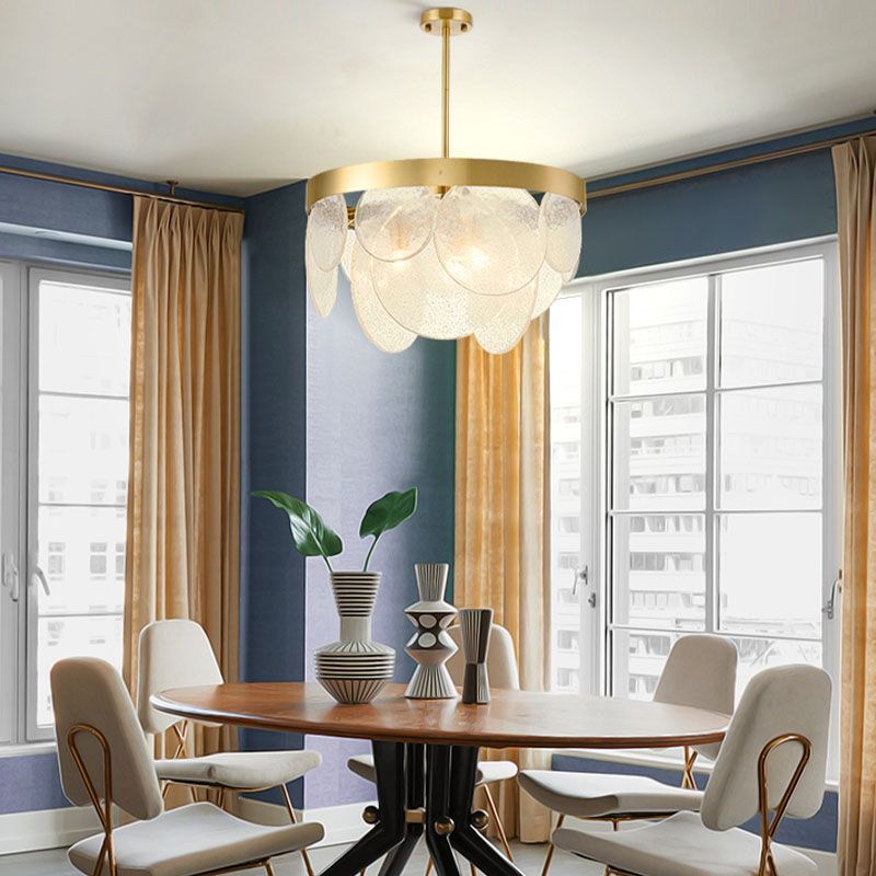 Modern Style Chandelier Light Fixture Round Shape Clear Glass Hanging Light