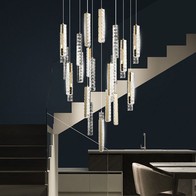 Lineaire hangende verlichtingsarmaturen Moderne eenvoudige K9 Crystal Plafond Pendant voor restaurant