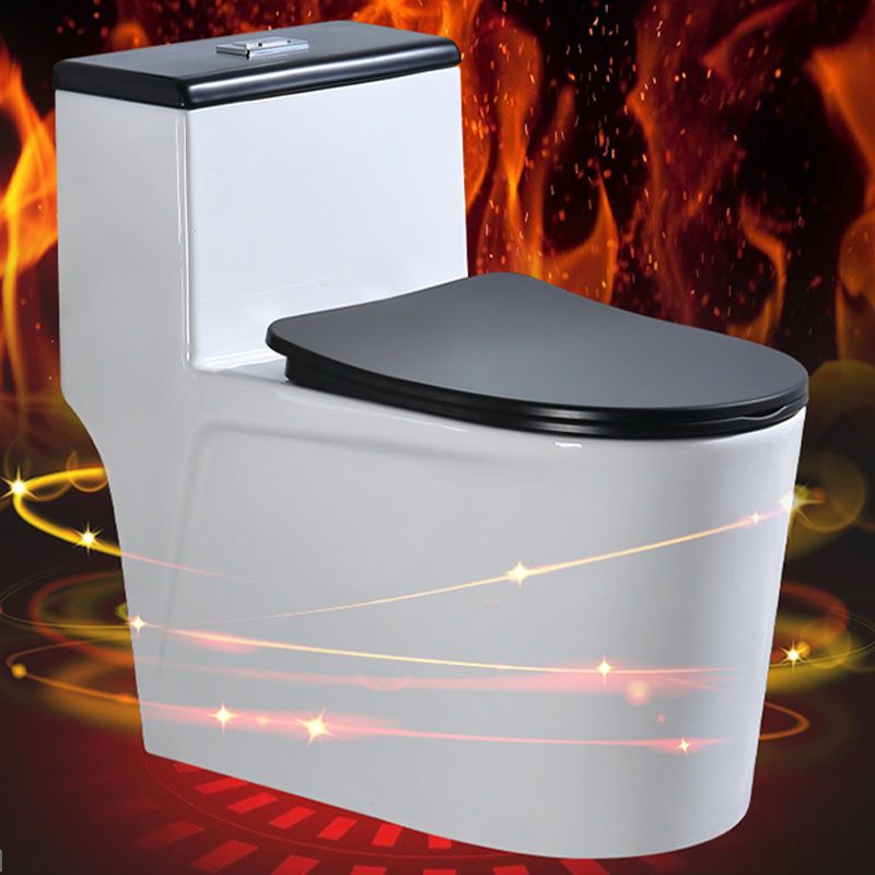 Floor Mount Toilet Black and White Toilet with Siphon Jet Water-saving Function