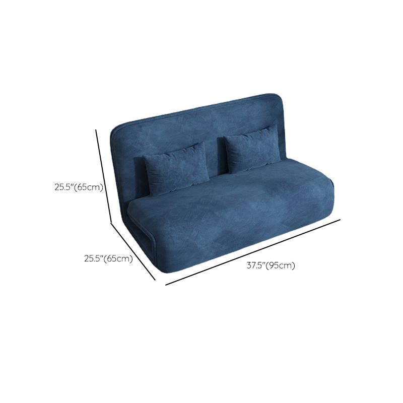 Velvet Sleeper Sofa 25.59" Wide Blue Foldable Armless Sofa Bed