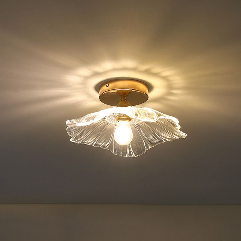 Lámpara de montaje semi de montaje con bordes festoneados lámpara de techo de vidrio tradicional para pasillo