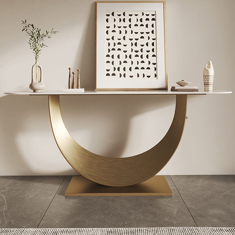Glam Console Table Antique Finish Sofa Console Table in Stone