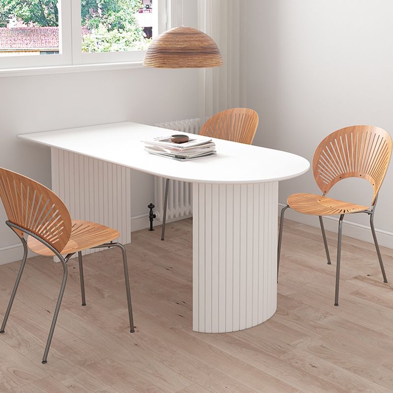 Solid Wood White Dining Table Simplicity Double Pedestal Table for Dining Room