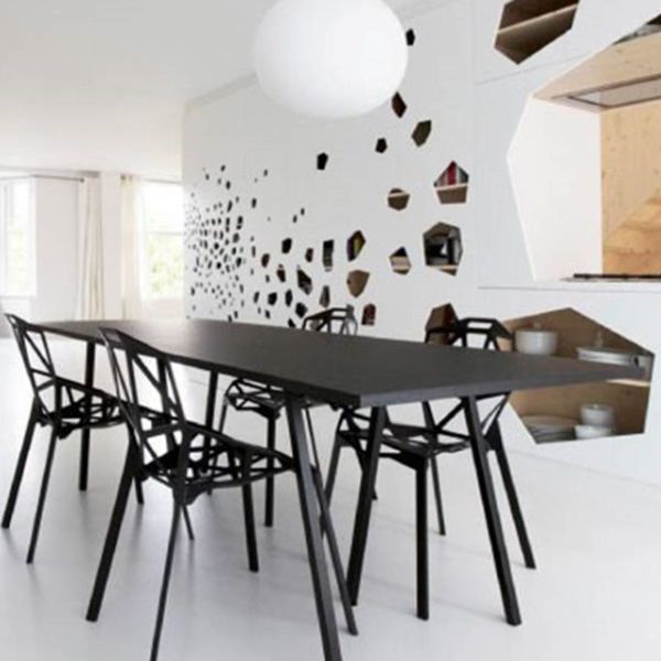 Industrial Dinning Table with Black Pine Rectangle Dining Table for Kitchen