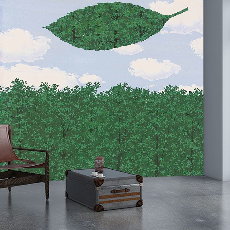 Le Choeur Des Sphinges Mural Wallpaper Grey-Blue Surrealistic Wall Decor for Bedroom