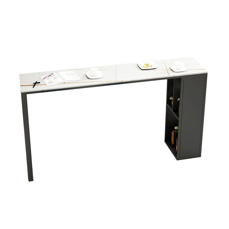 Mesa de barra de hierro negro industrial Faux Marble Top Rectangular Indoor 41.3 "H Mesa Bistro