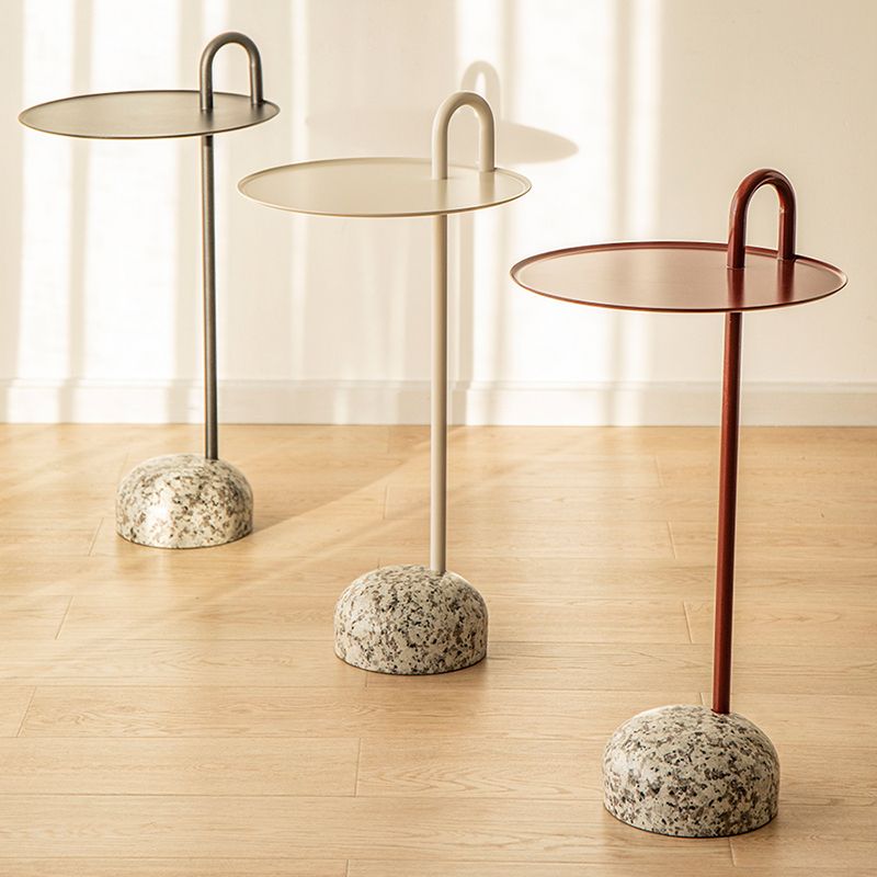 Modern Tray Top Side Table 27.8" Tall Metal Round Pedestal End Table