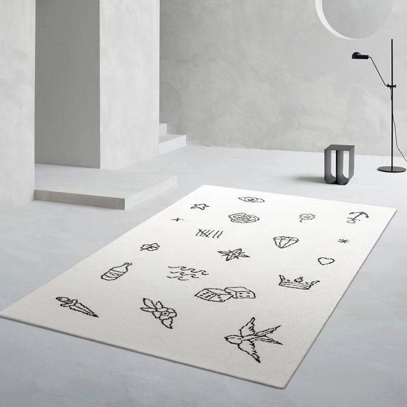 Witte korte slagen tapijten Polyester modern tapijt wasbaar tapijt voor woonkamer