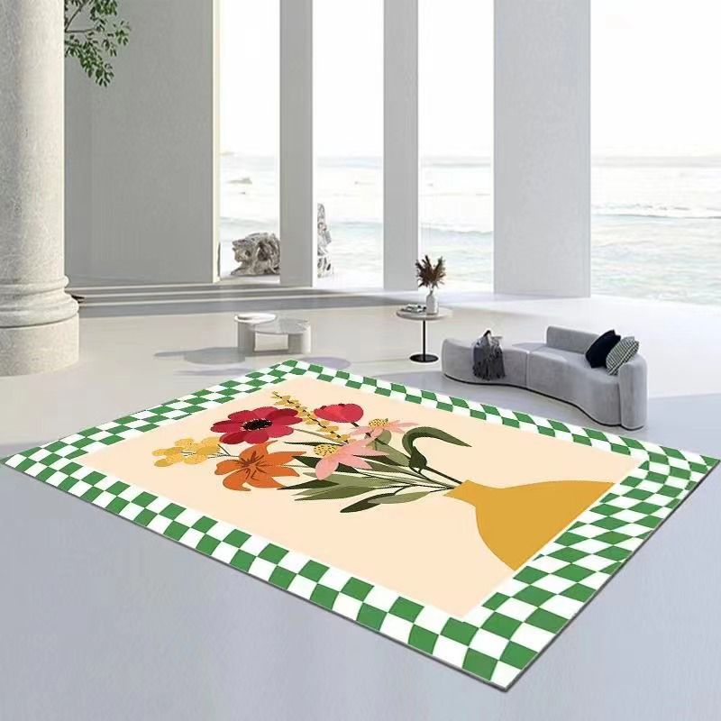 Astetico fiore artistico estetico morbido tappeto rettangolo di tappeto a tela per camera da letto