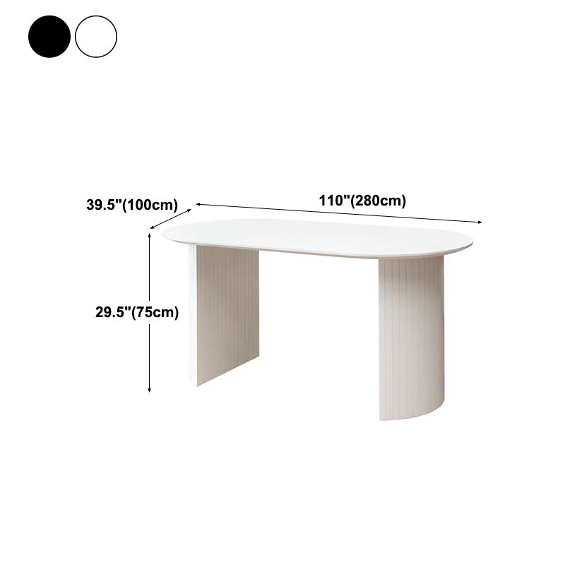 Modern Solid Wood Table for Restaurant Oval Kitchen Table with Double Pedestal