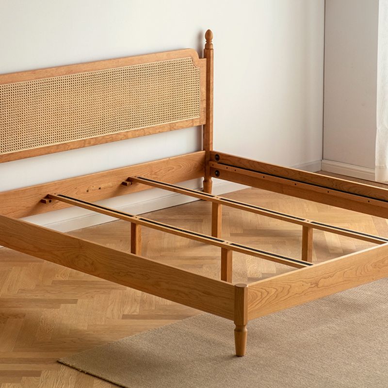Contemporary Standard Bed Cherry Solid Color Bed Frame With Custom Gold Legs