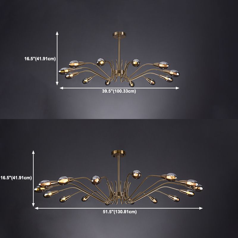 Lámpara de lámpara de lámpara de estilo posmoderno lámpara colgante de vidrio dorado para sala de estar