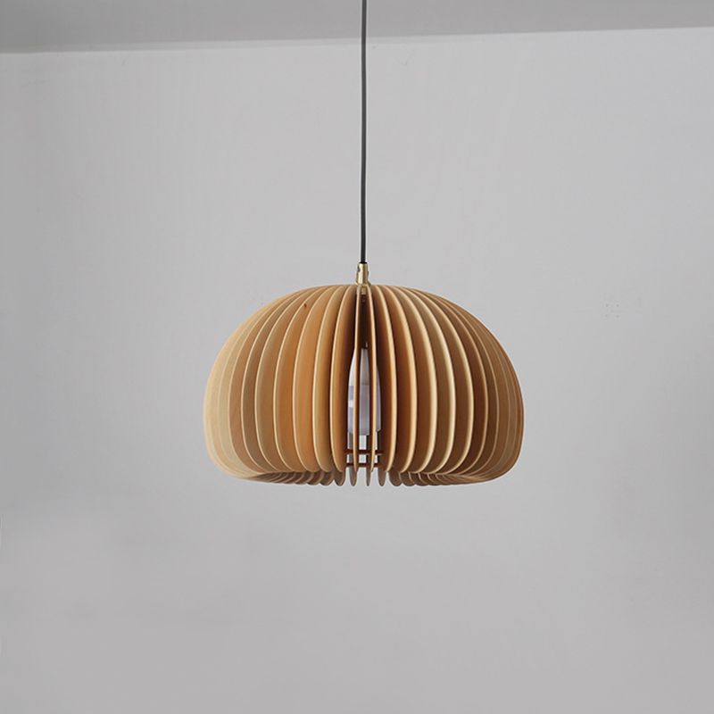 1 Light Pumpkin Hanging Ceiling Lights Creative Modern Wood Pendant for Clothing Store